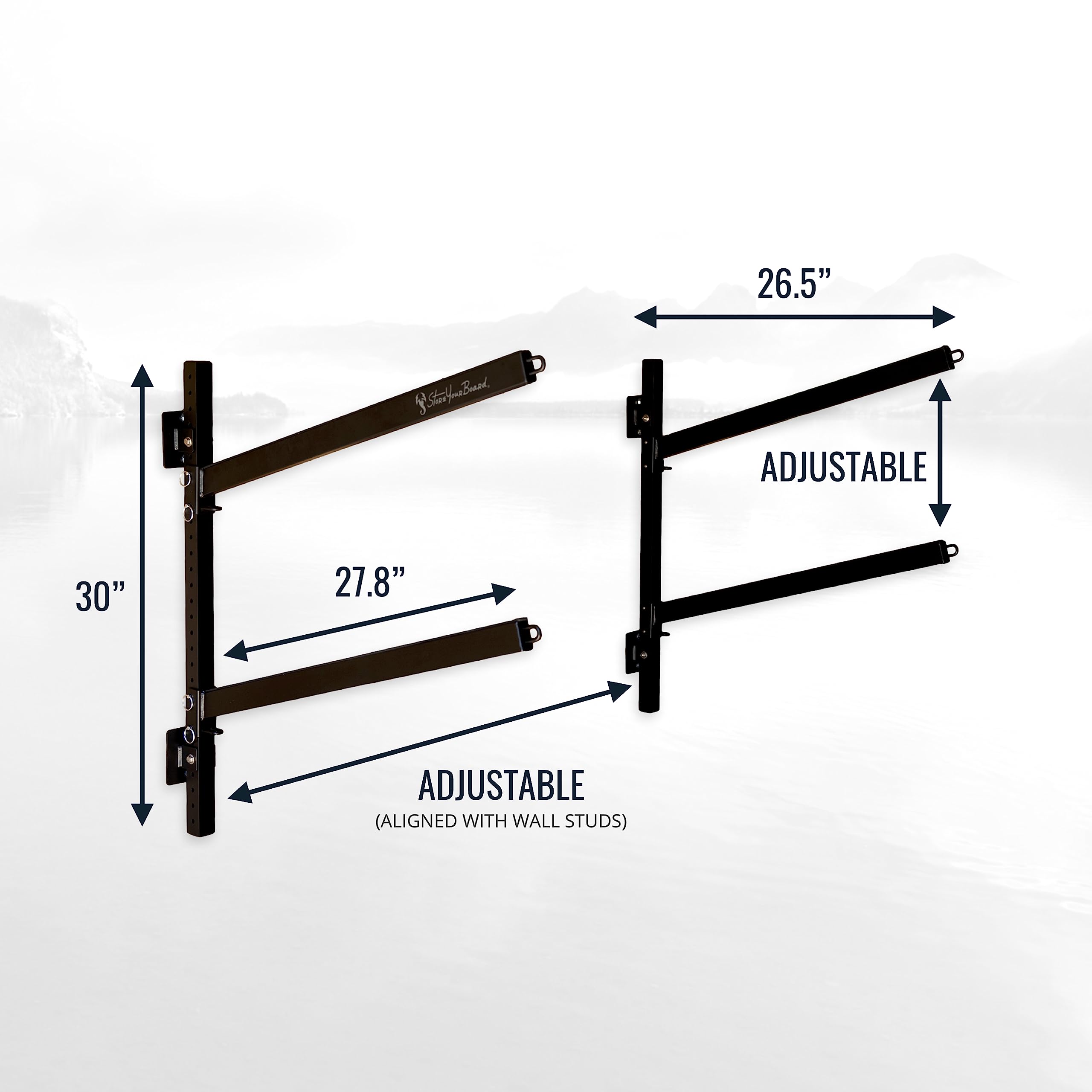 Storeyourboard 2 Kayak Indoor Storage Rack, Adjustable Garage Wall Mount Hanger, Heavy Duty Holds 200 Lbs