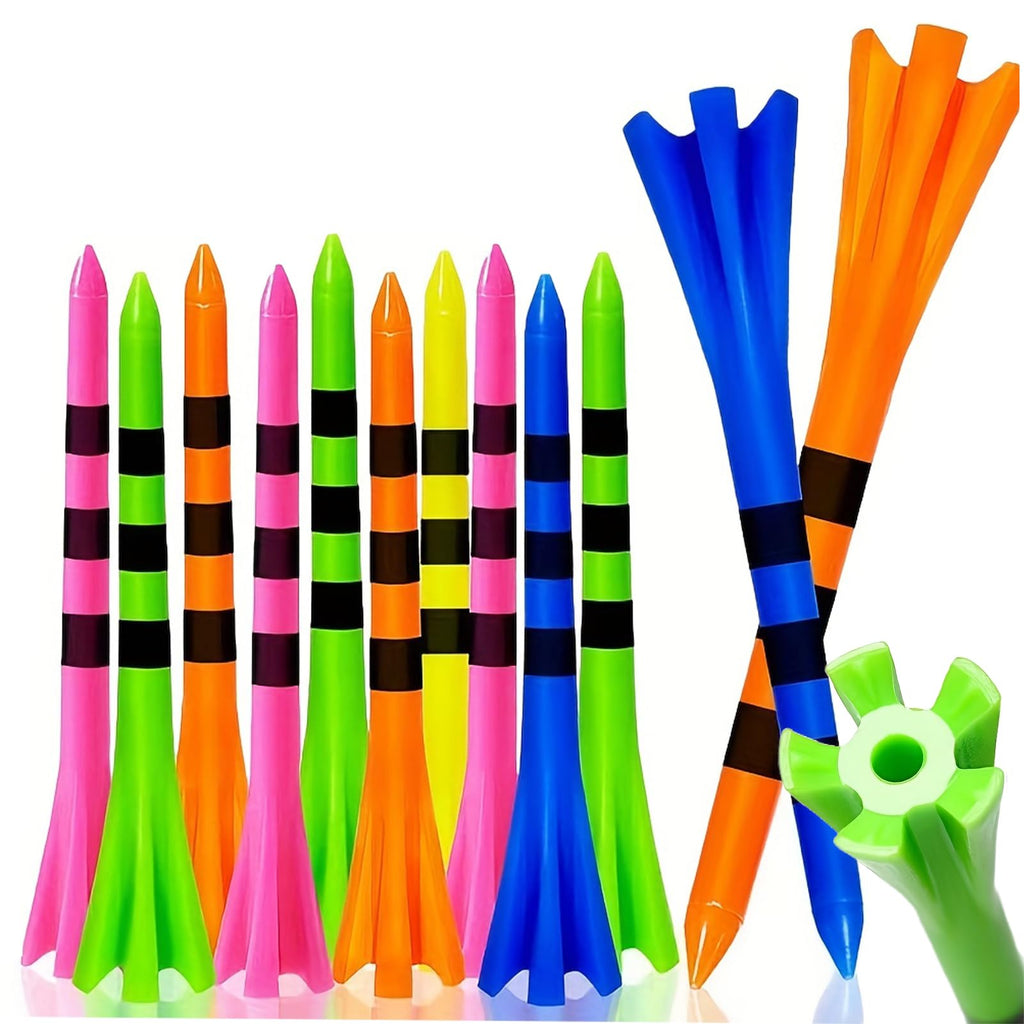 Swingtek 120 Pack Plastic Golf Tees,Contain 100 Pcs 3-1/4 Inch Unbreakable Long Tees And 20 Short Tees,Mixed Color,Frictional Re