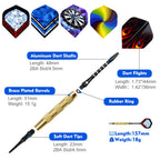 Roobeeo Soft Tip Darts 12 Pcs 18G Plastic Tip Darts Set With Brass Steel Barrels&Aluminum Shafts,200 Extra Dart Tips 42 Dart Fli