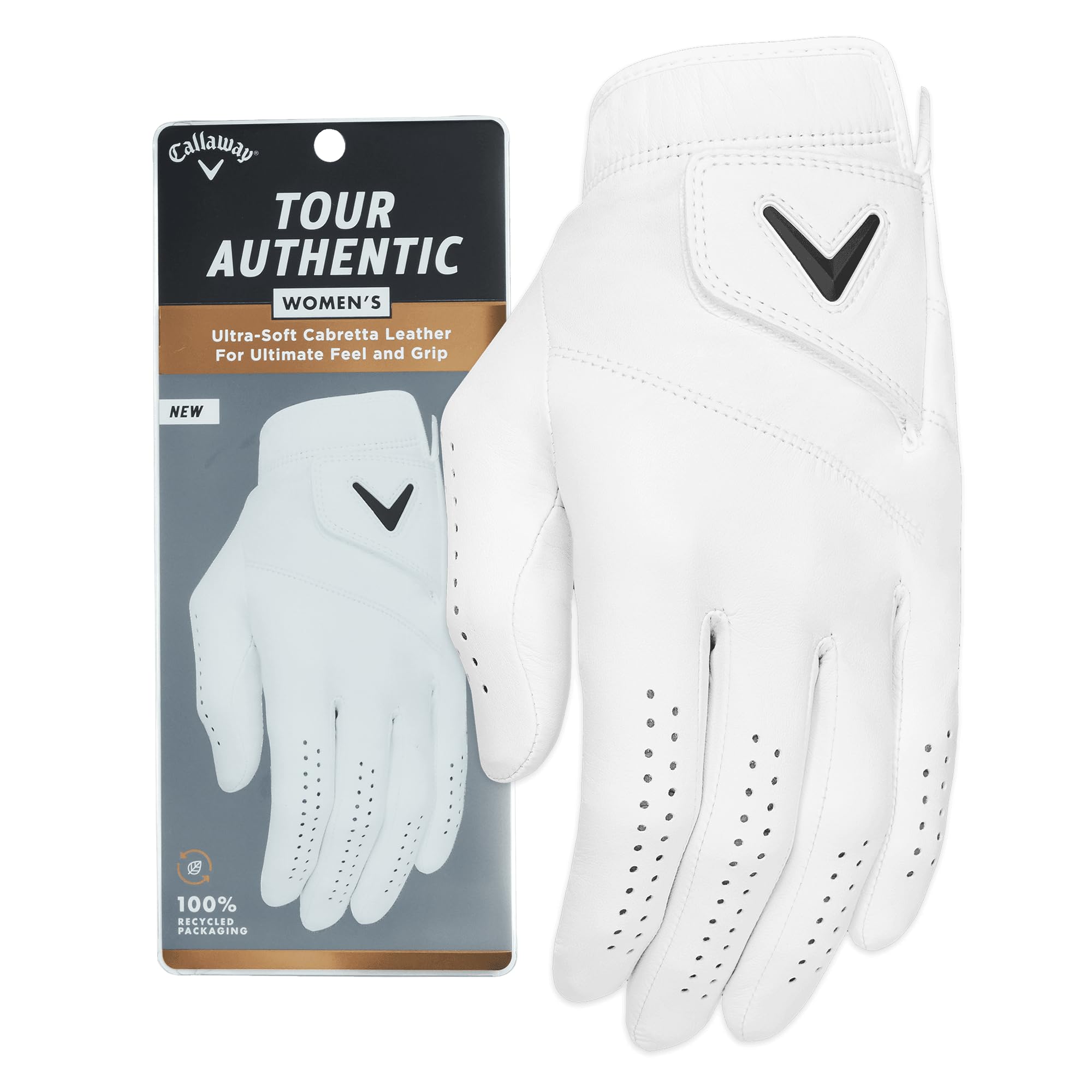 Callaway Golf Tour Authentic Glove (Ladies, Small, White 2022, Worn On Right Hand)