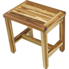 Homeroots Compact Rectangular Teak Shower Or Outdoor Bench In Natural Finish