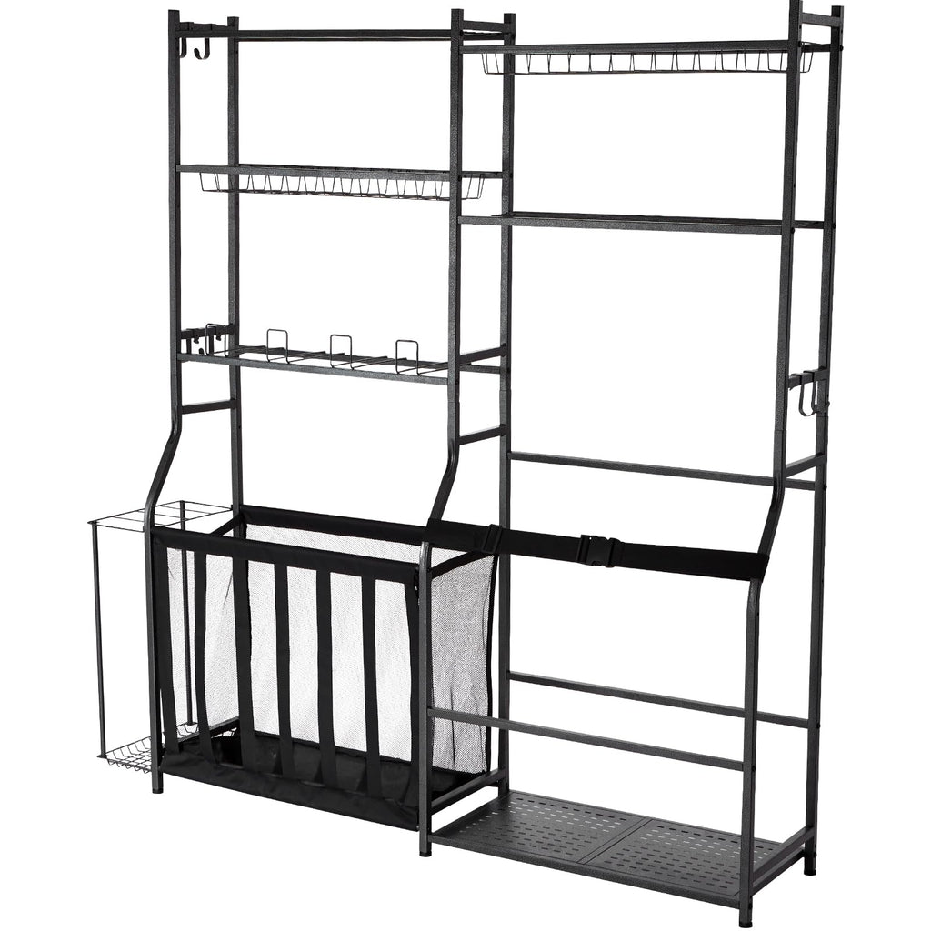 Vevor Golf Storage Garage Organizer, 2 Golf Bag Storage Stand Holder And Other Sports Equipment Storage Rack, Outdoor Steel Ball