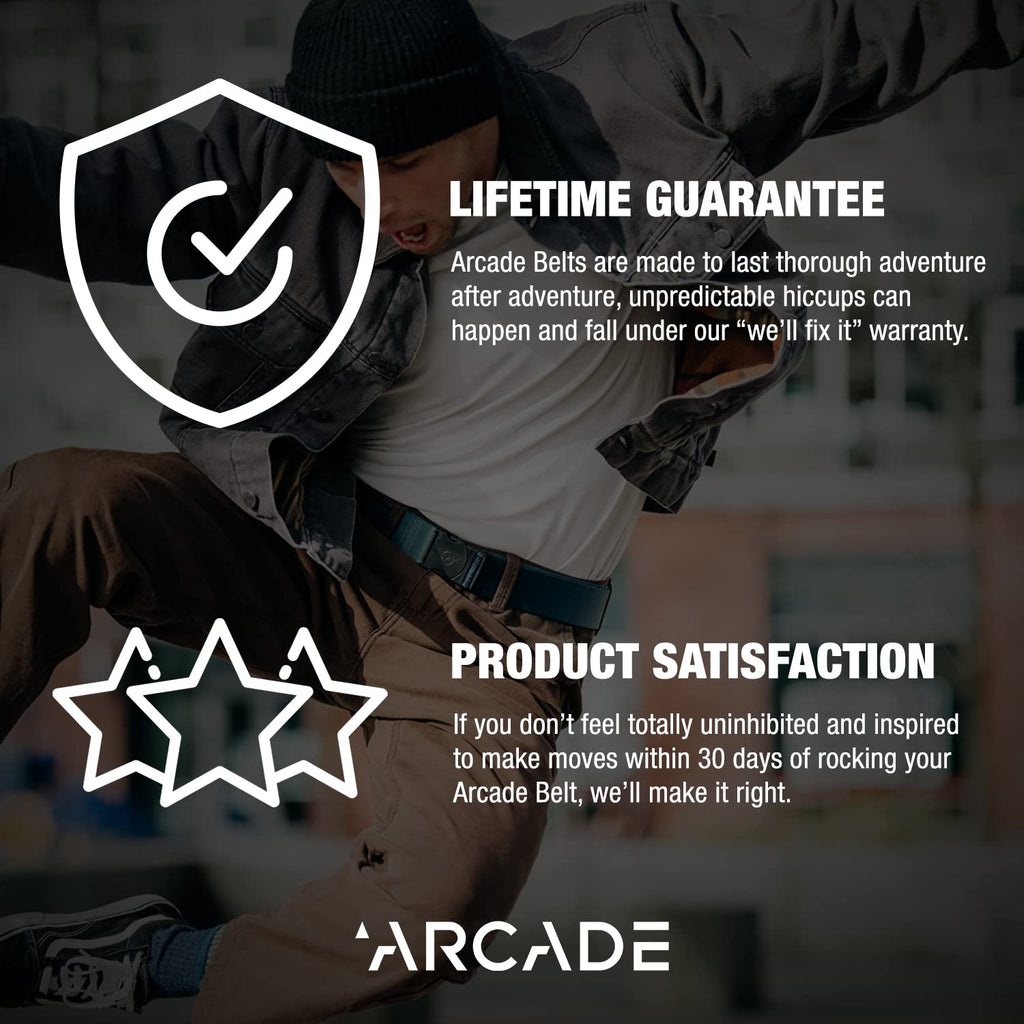 Arcade The Original Unisex Adventure Belt, Heavy Duty Elastic Webbing, Non-Metal Travel Friendly Buckle, Midnighter Black