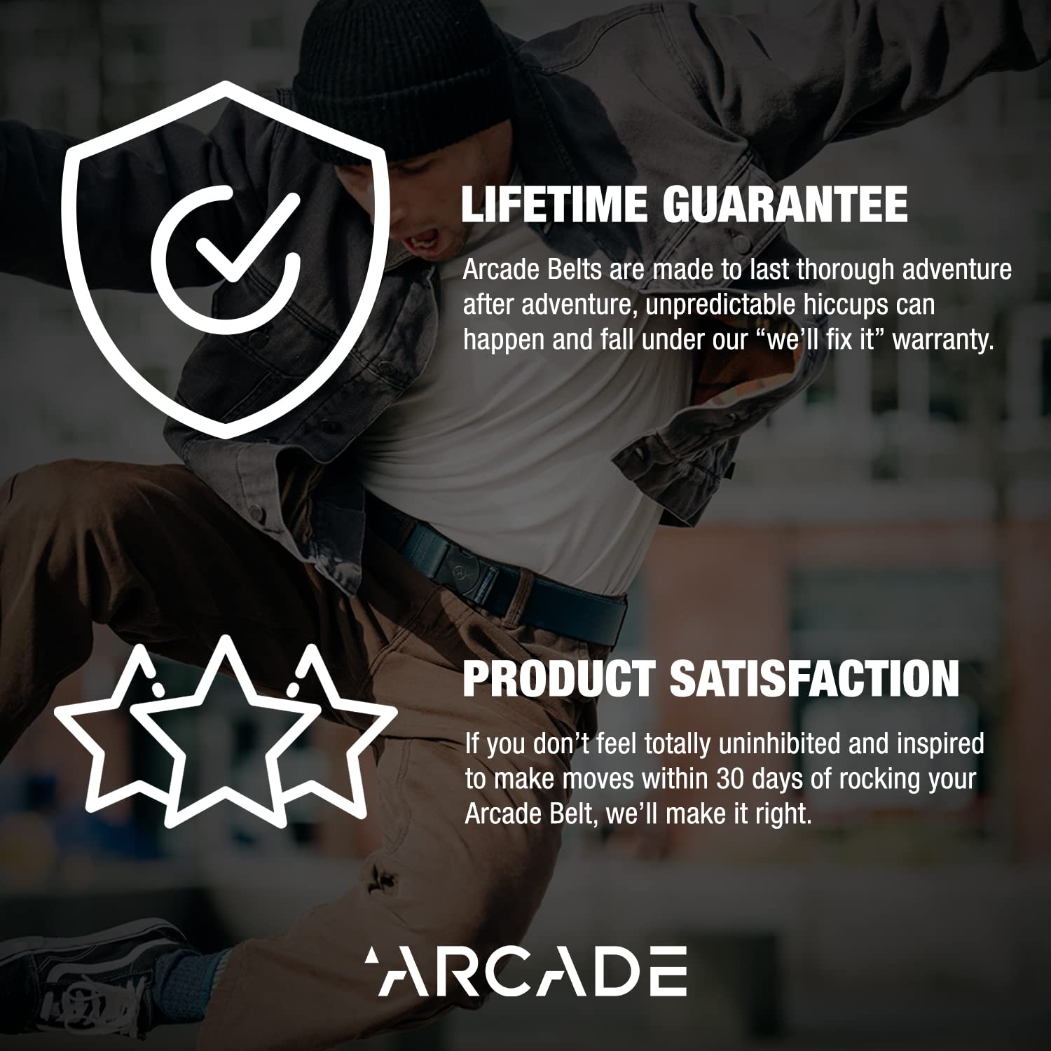 Arcade The Original Unisex Adventure Belt, Heavy Duty Elastic Webbing, Non-Metal Travel Friendly Buckle, Midnighter Black