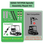Leapgomax Golf Cart Spindle Bushings Kit Fit For Ezgo Txt/Pds 2001-Up Gas & Electric, Including Bushing Spindle, King Pin Tubes,