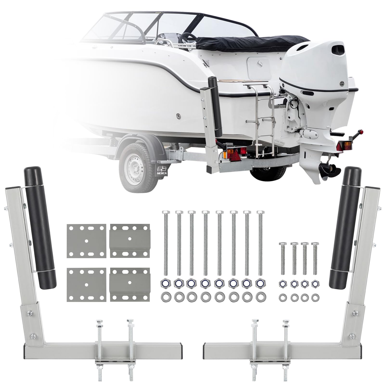 ExploreHorizon 2PCS Rustproof Galvanized Steel Trailer Guide, 20.5 Adjustable Design Trailer Guide Poles, Heavy Duty Roller Guid