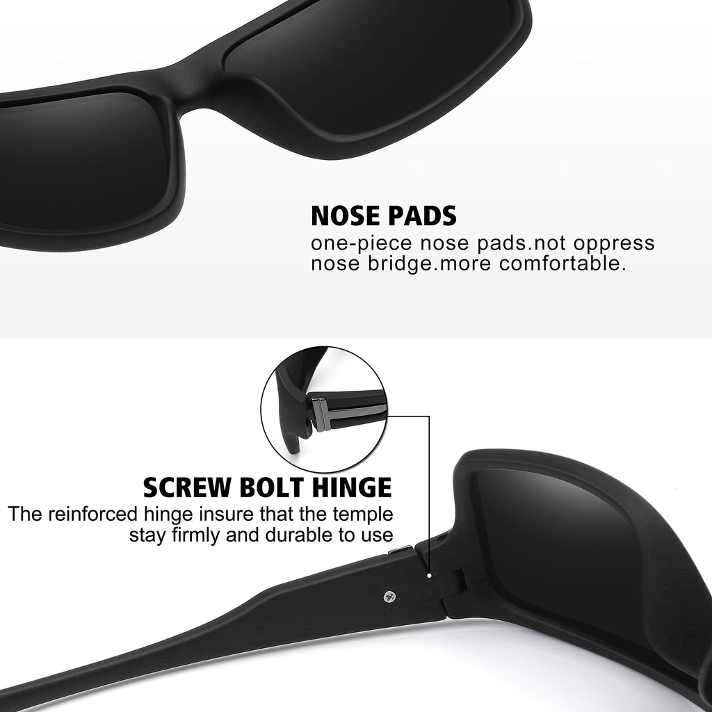 Storycoast Polarized Sports Sunglasses For Men Women Unbreakable Frame Cycling Fishing Driving 3Pack Black+Black+Black