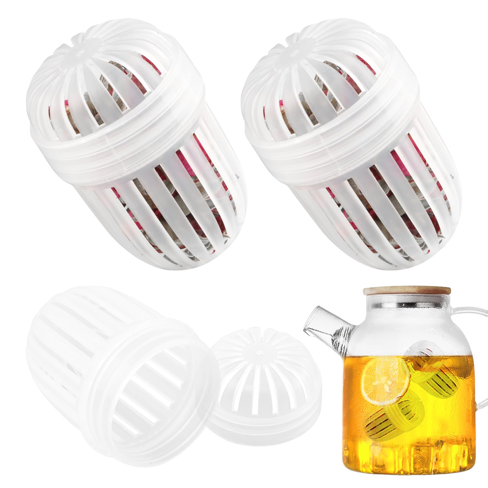 FaHuoJiuKa 3 Pcs Fruit Tea Infuser, Reusable Loose Leaf Tea Strainer, Mesh Infusers for Herbal Tea/Fruit Infusion, Compatible fo