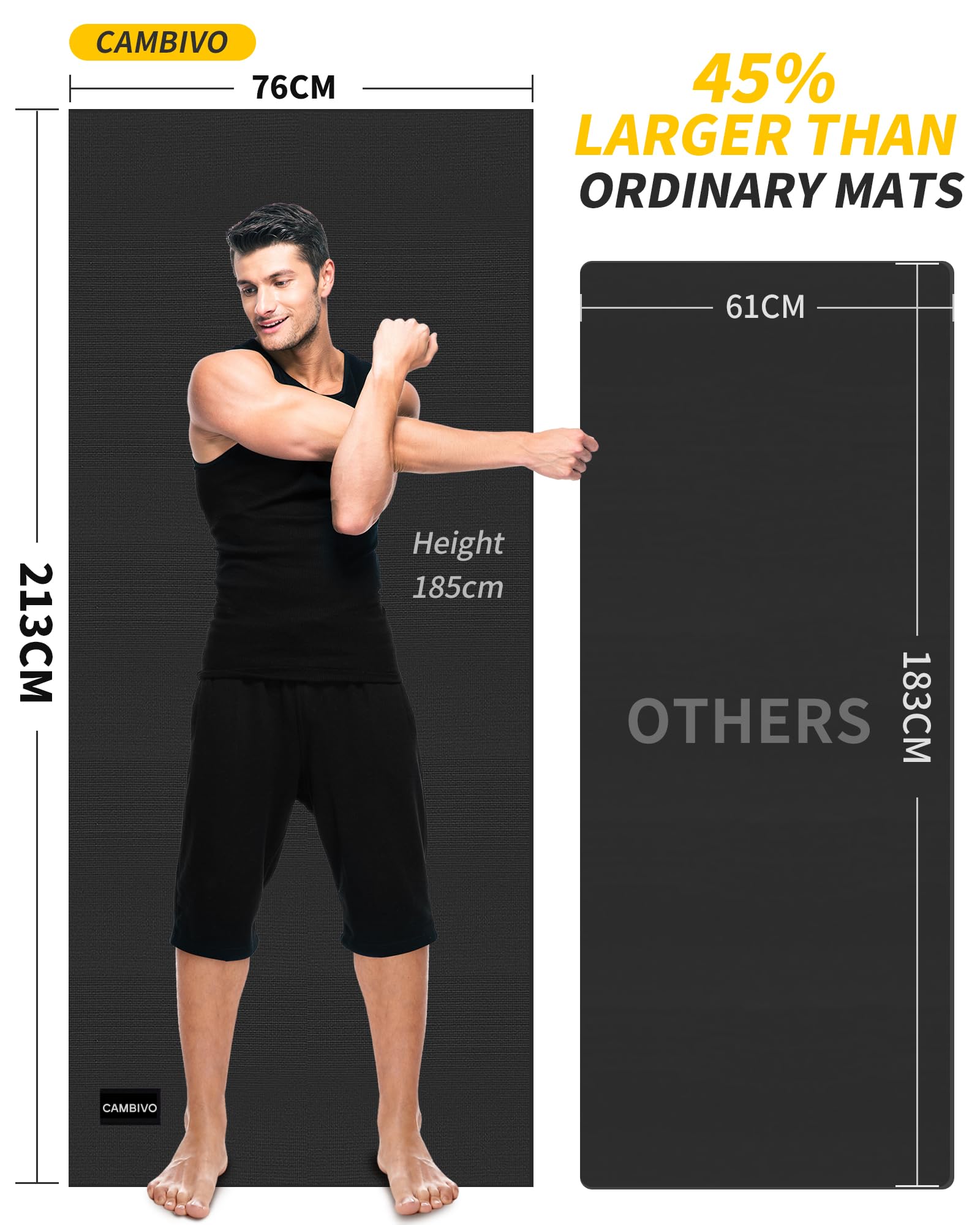 Cambivo Yoga Mat For Women And Men, Extra Long And Wide Exercise Mat(84 '' X 30 '' X 1/4 Inch), Large Non Slip Workout Mat For Y