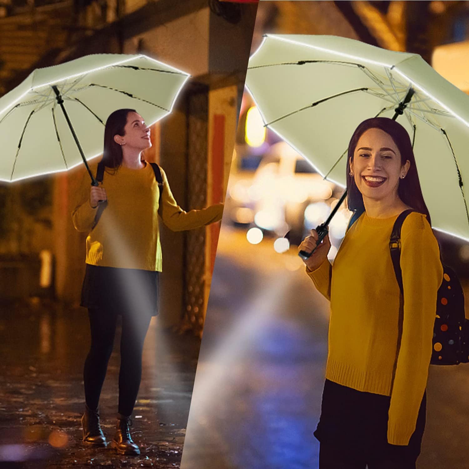Lejorain Inside Out Umbrella Folding - Inverted Led Umbrella Automatic Open And Close - Women Rain Umbrella Reverse Folding