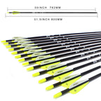 Tiger Archery 30Inch Carbon Arrow Practice Hunting Arrows With Removable Tips For Compound & Recurve Bow(Pack Of 12) (Yellow Whi