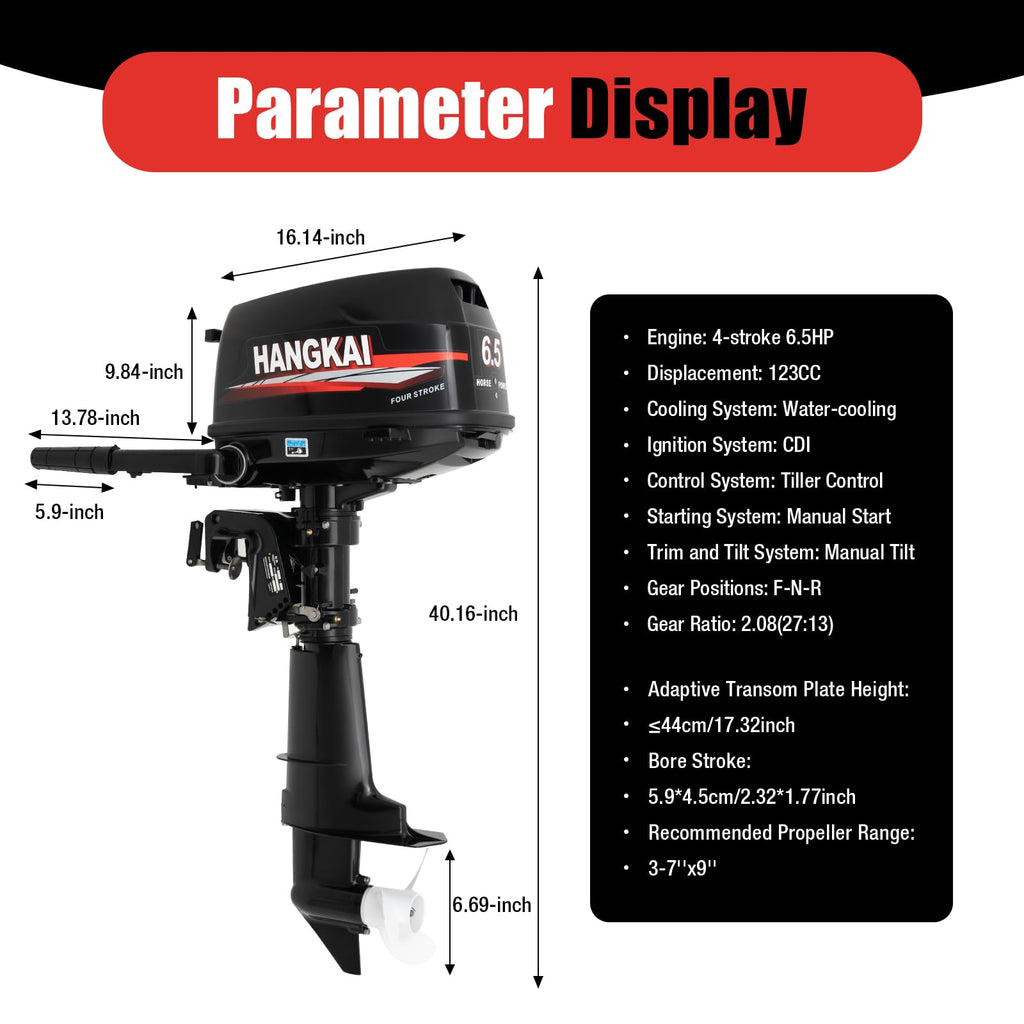 Bjtdllx 4 Stroke Outboard Motor With Fuel Tank, 123Cc 6.5Hp Boat Motor Boat Engine Motor, Heavy Duty Outboard Motor Inflatable M