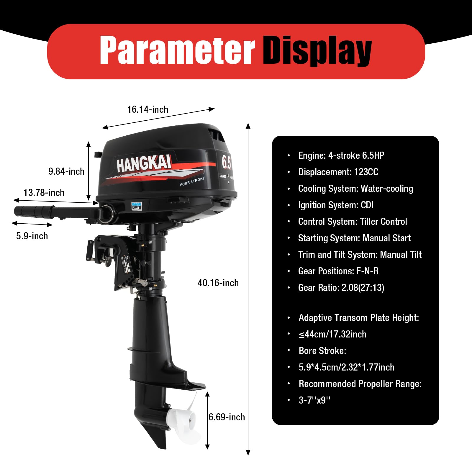 Bjtdllx 4 Stroke Outboard Motor With Fuel Tank, 123Cc 6.5Hp Boat Motor Boat Engine Motor, Heavy Duty Outboard Motor Inflatable M