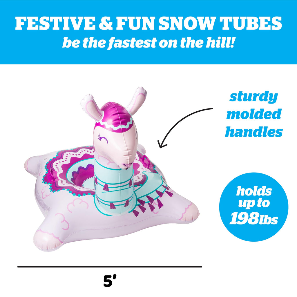 Bigmouth Inc Large 48'' Inflatable Snow Tube For Kids And Adults, Durable Winter Toy For Tubing & Sledding - Llama