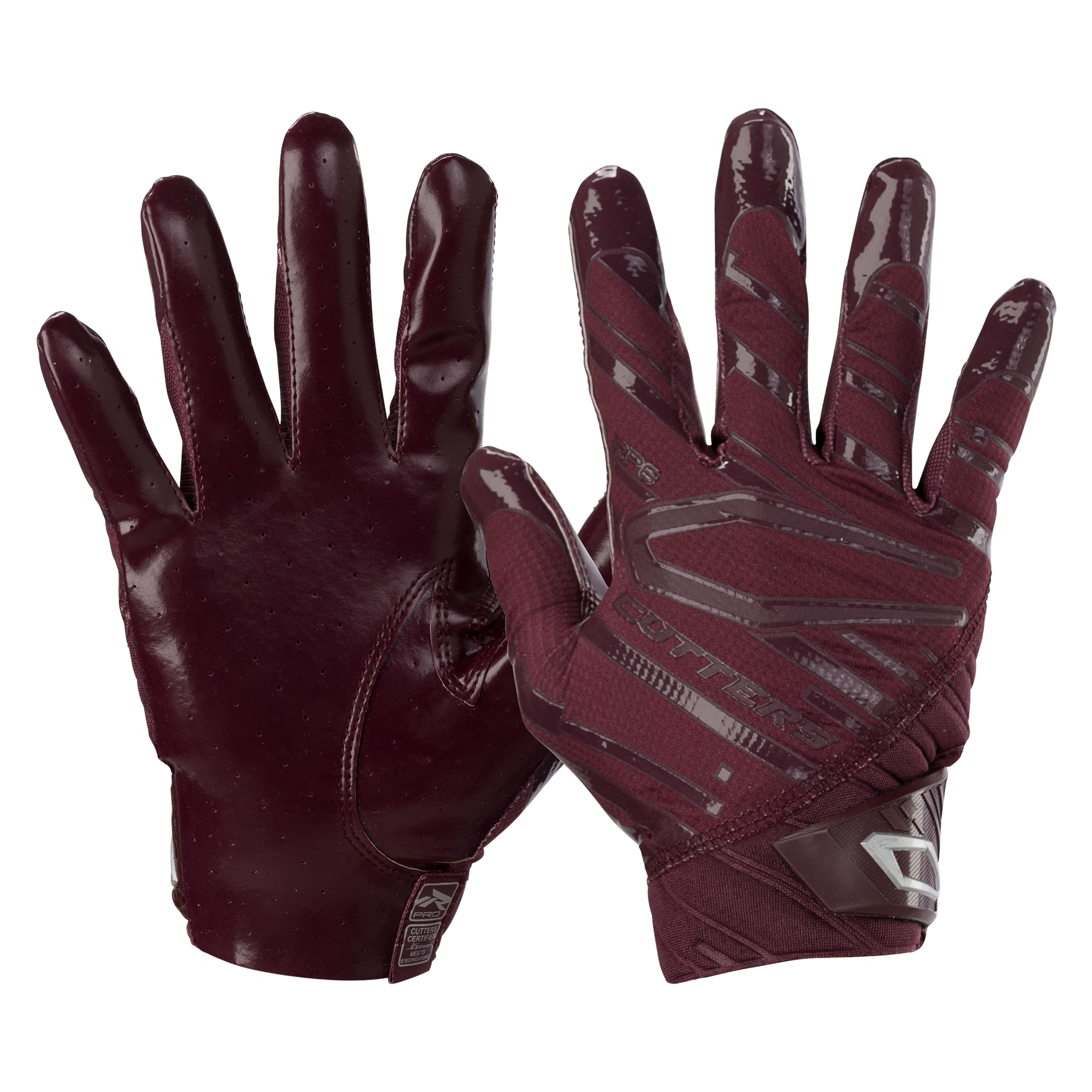 Cutters Rev Pro 6.0 Receiver Gloves Solid Maroon Large