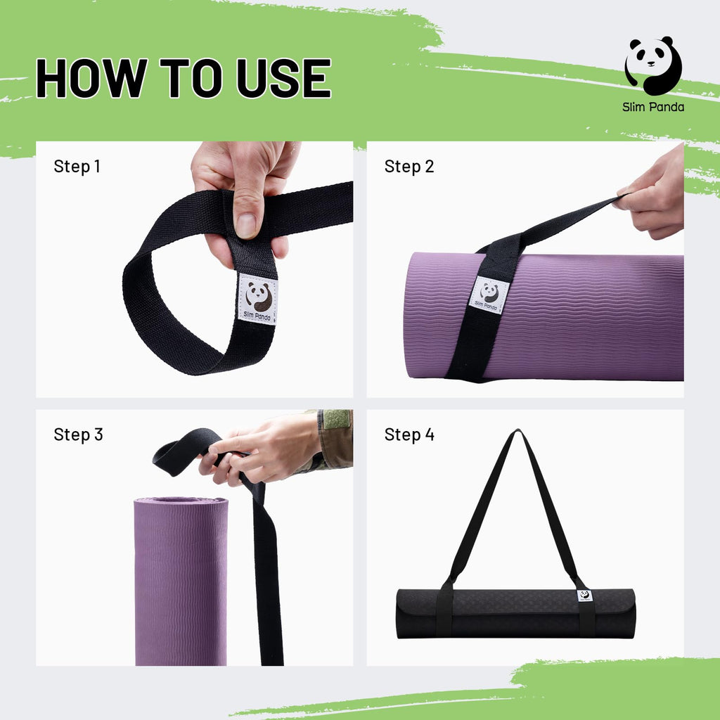 Slim Panda Yoga Mat Straps For Carrying,Adjustable Yoga Mat Carrier, Yoga Mat Sling(Yoga Mat Not Included)(Black 2.3M)