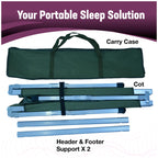 Kemp Usa Green Multipurpose Aluminum Camping & Military Portable Folding Cot, Extremely Lightweight & Durable