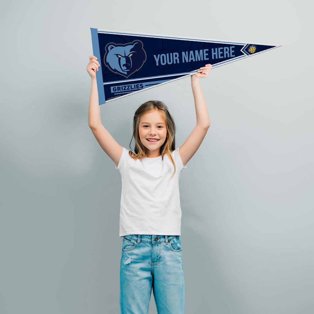Rico Industries Nba Basketball Memphis Grizzlies Personalized - Custom 12'' X 30'' Soft Felt Pennant - Ez To Hang