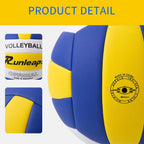 Runleaps Volleyball, Waterproof Indoor Outdoor Volleyball For Beach Game Gym Training, Official Size 5 (Blue-Yellow-White)