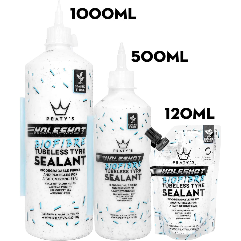 Peatys Holeshot Biofibre Tubeless Tyre Sealant, Fast Acting Puncture Repair, Seals Up To 6Mm Holes For Mtb, Road And Gravel Bike