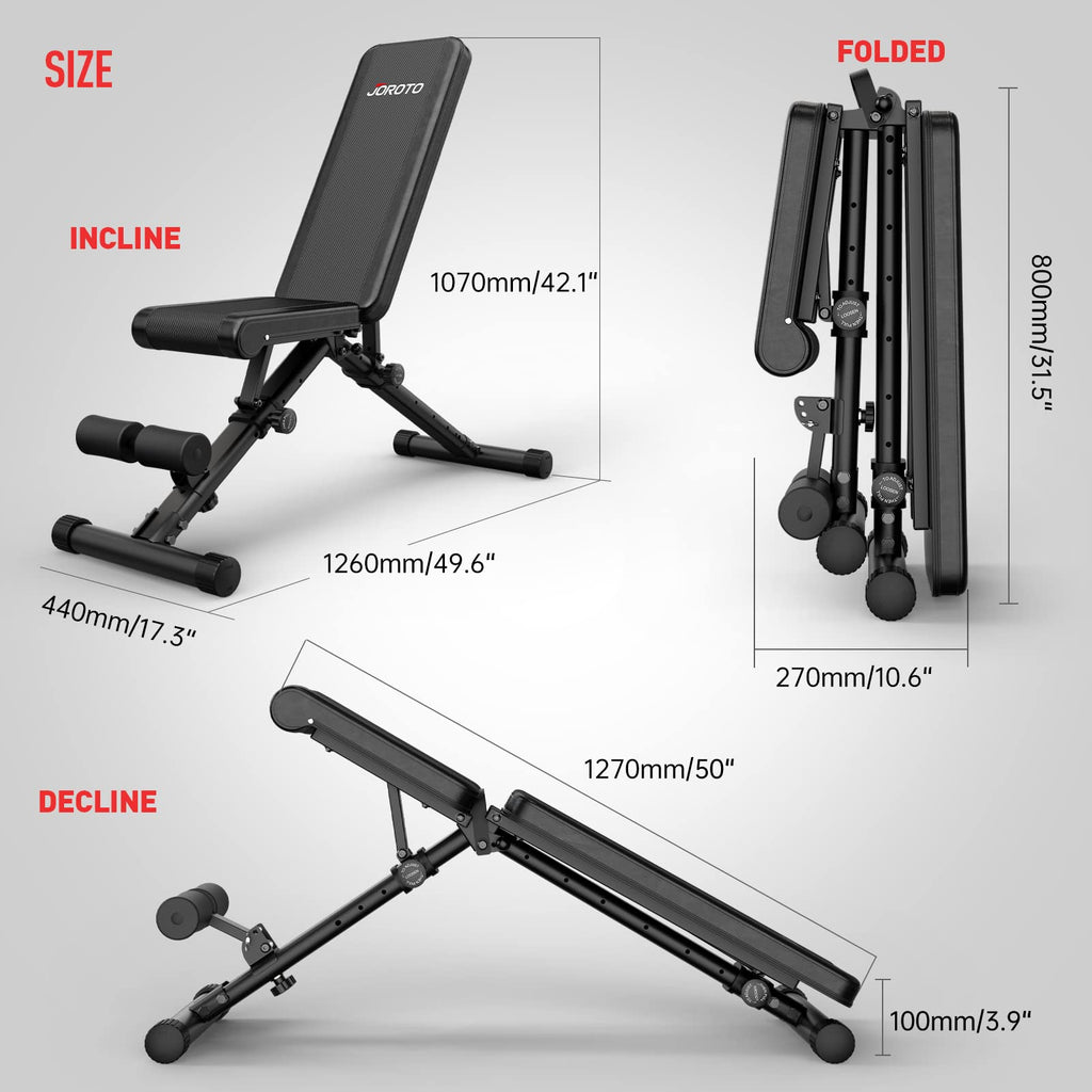 Joroto Md35 Adjustable Weight Bench 8X4X3X2 Positions- 700 Pounds Load Foldable Strength Training Benches For Full Body Workout