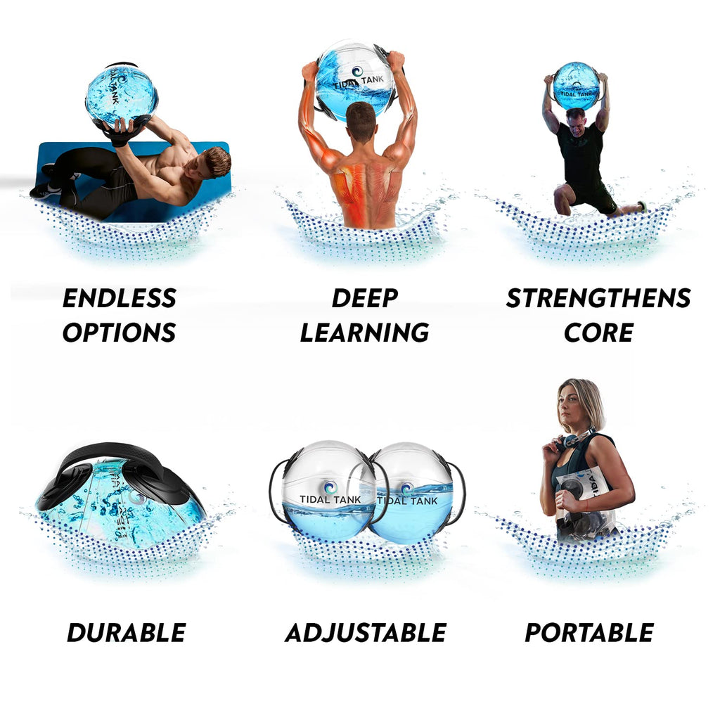 Tidal Tank Sphere - Original Aqua Ball With Water Weight - Sandbag Alternative, Ultimate Core And Balance Workout - Portable Sta
