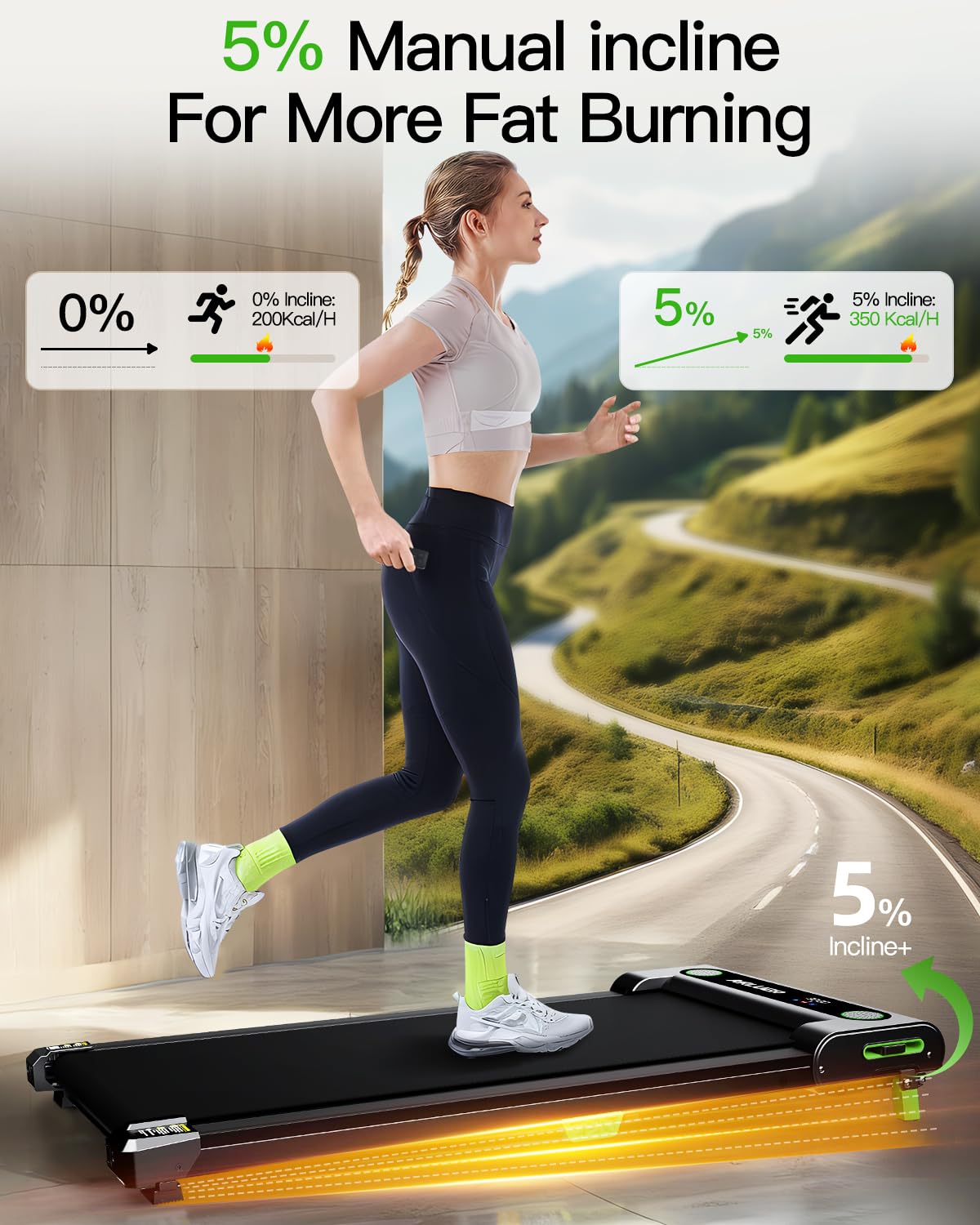 Walking Pad With Incline, Akluer Incline Treadmills For Home, 2.5 Hp Under Desk Treadmill Small With Remote Control, Walking Pad