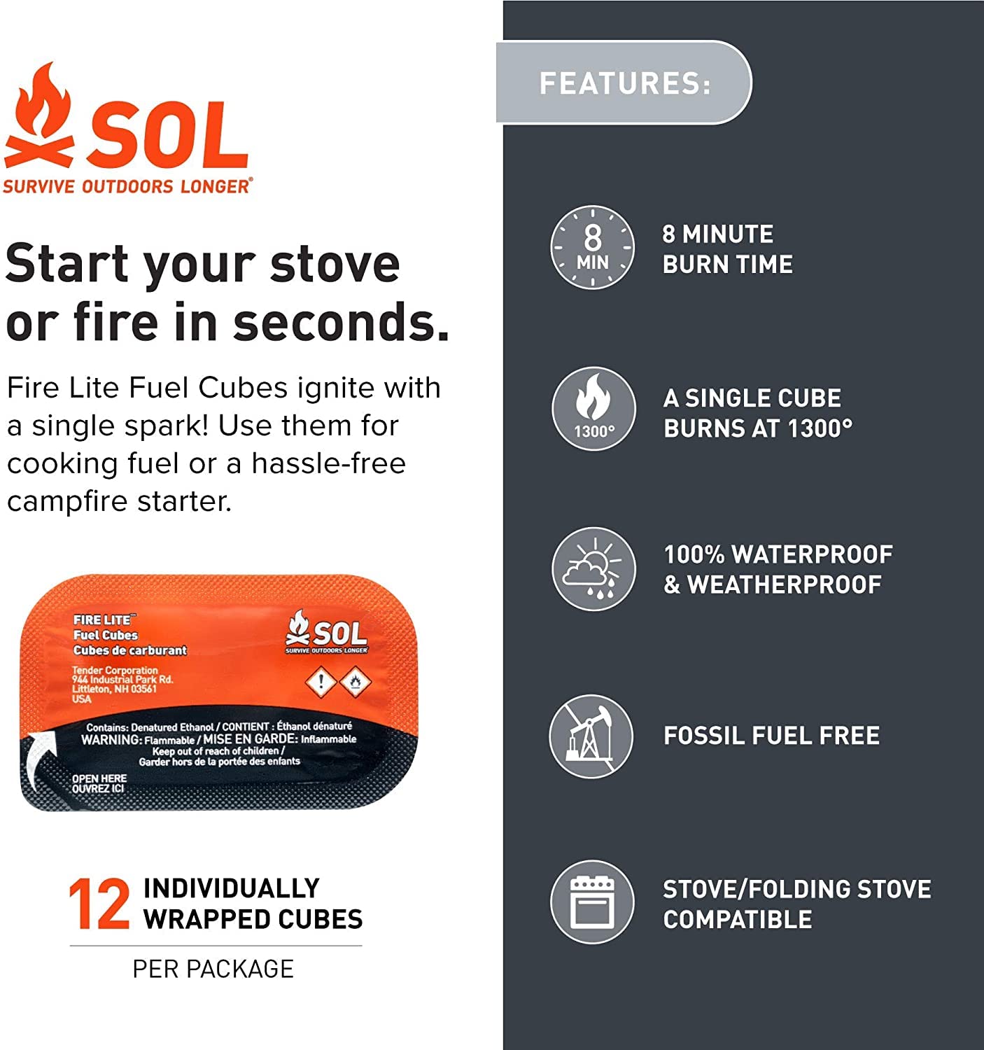 Survive Outdoors Longer All-Weather Fire Cubes 12 Count - (Pack Of 4)
