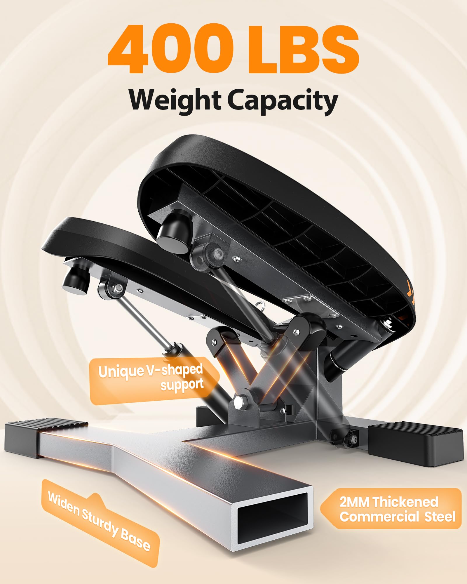 Sportsroyals Stair Stepper For Exercises-Twist Stepper With Resistance Bands And 330Lbs Weight Capacity
