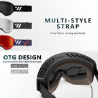 Wiston Ski Goggles - Otg Snow/Snowboard Goggles For Men, Women & Youth - 100% Uv Protection (Black Frame/Light Purple Lens)