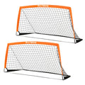Runbow 6X4 Ft Portable Kids Soccer Goal For Backyard Practice Soccer Net With Carry Bag (6X4 Ft, Orange, 2 Pack)