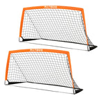 Runbow 6X4 Ft Portable Kids Soccer Goal For Backyard Practice Soccer Net With Carry Bag (6X4 Ft, Orange, 2 Pack)