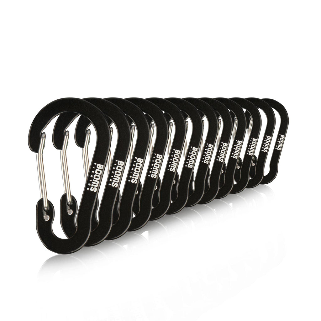 Booms Fishing Cc1 Multi-Use Carabiner Clip, 12 Pack Small Caribeener Clips, Mini Keychain Caribeaner Clip 2 Inch, Aluminum D Rin