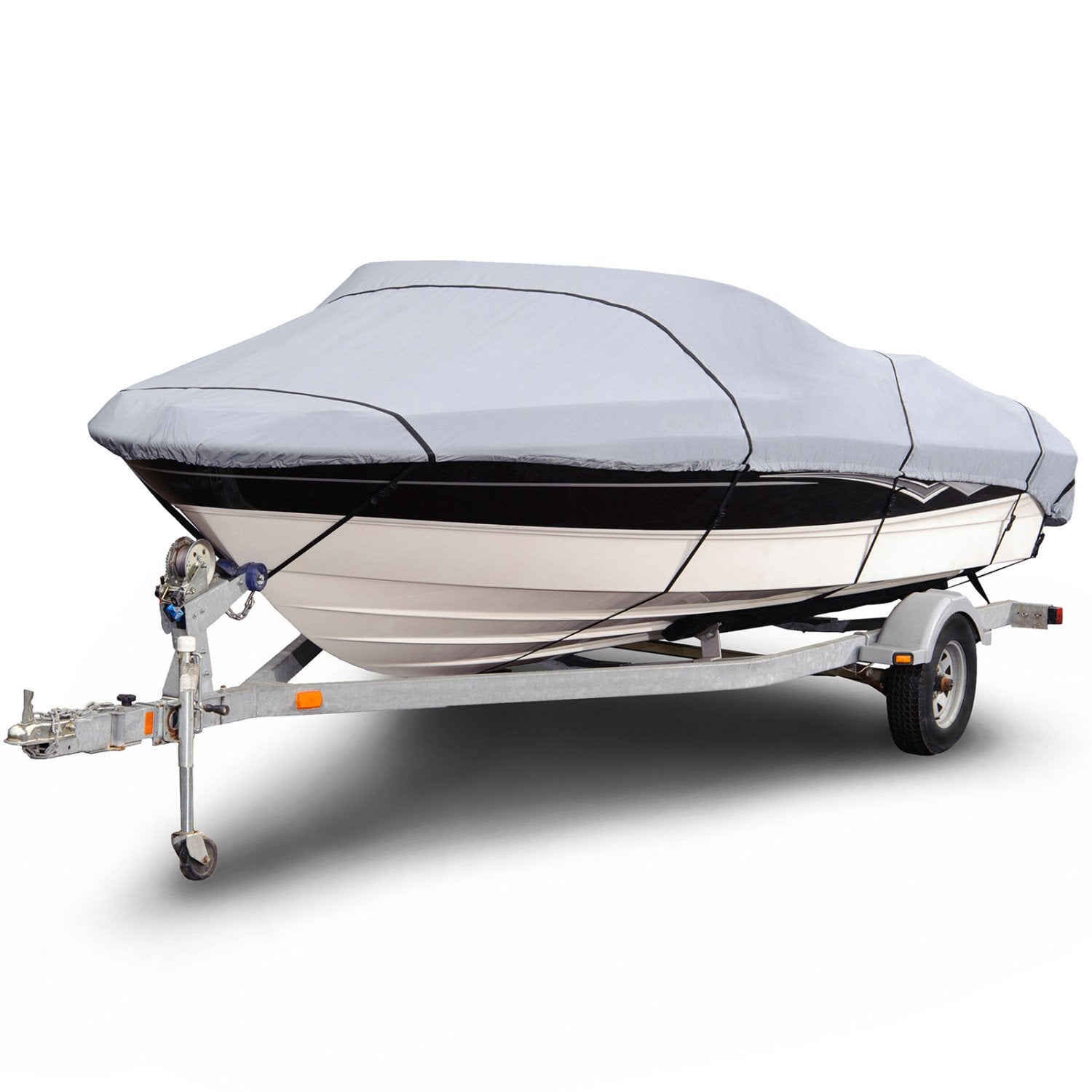 Budge B-1201-X1 1200 Denier V-Hull Fishing Boat Cover Gray 12'-14' Long (Beam Width Up To 68) Waterproof, Heavy Duty, Uv Resista