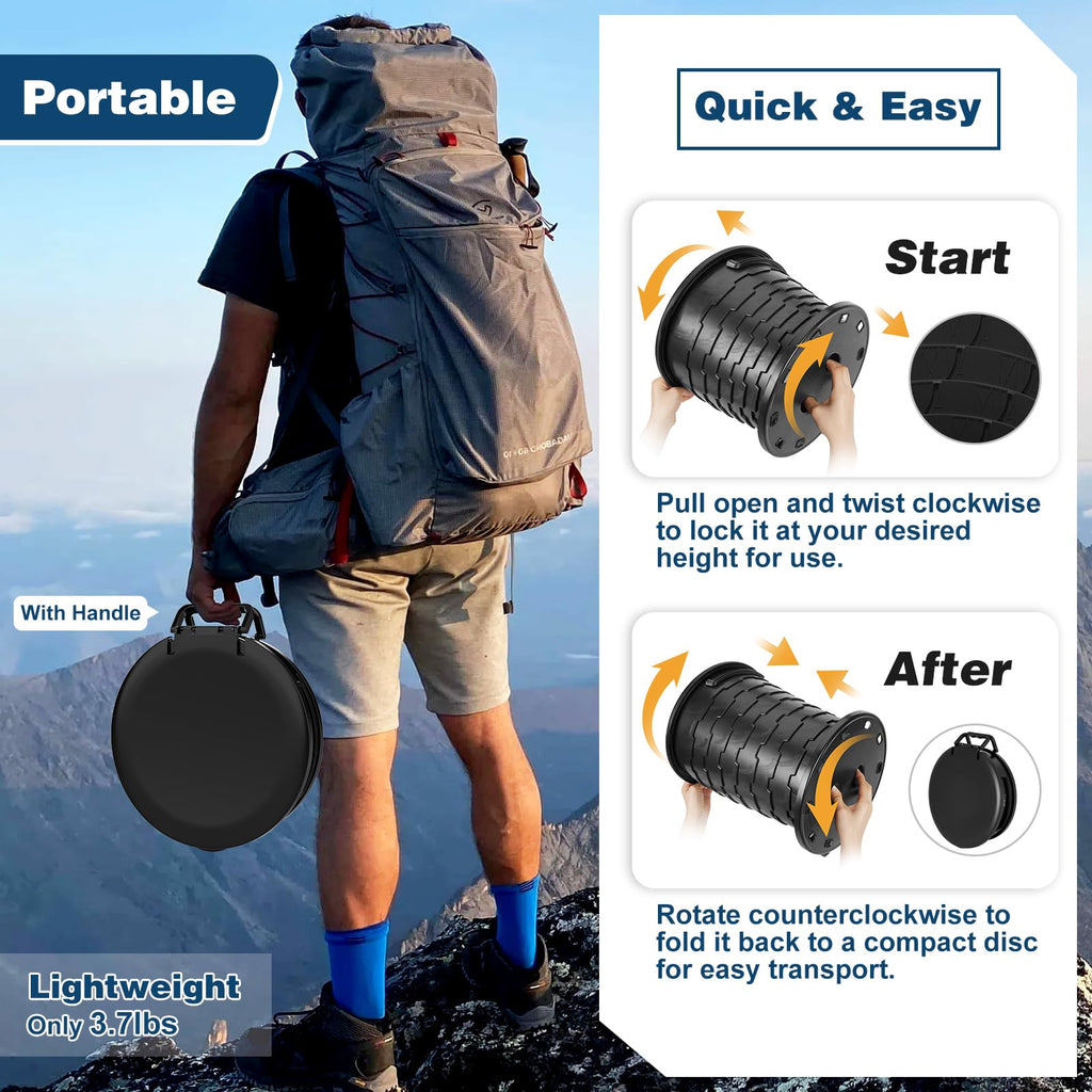Pahtto Portable Toilet For Adults, Retractable Porta Potty For Camping, Fishing, Rv Travel, Road Trips With Toilet Paper Holder