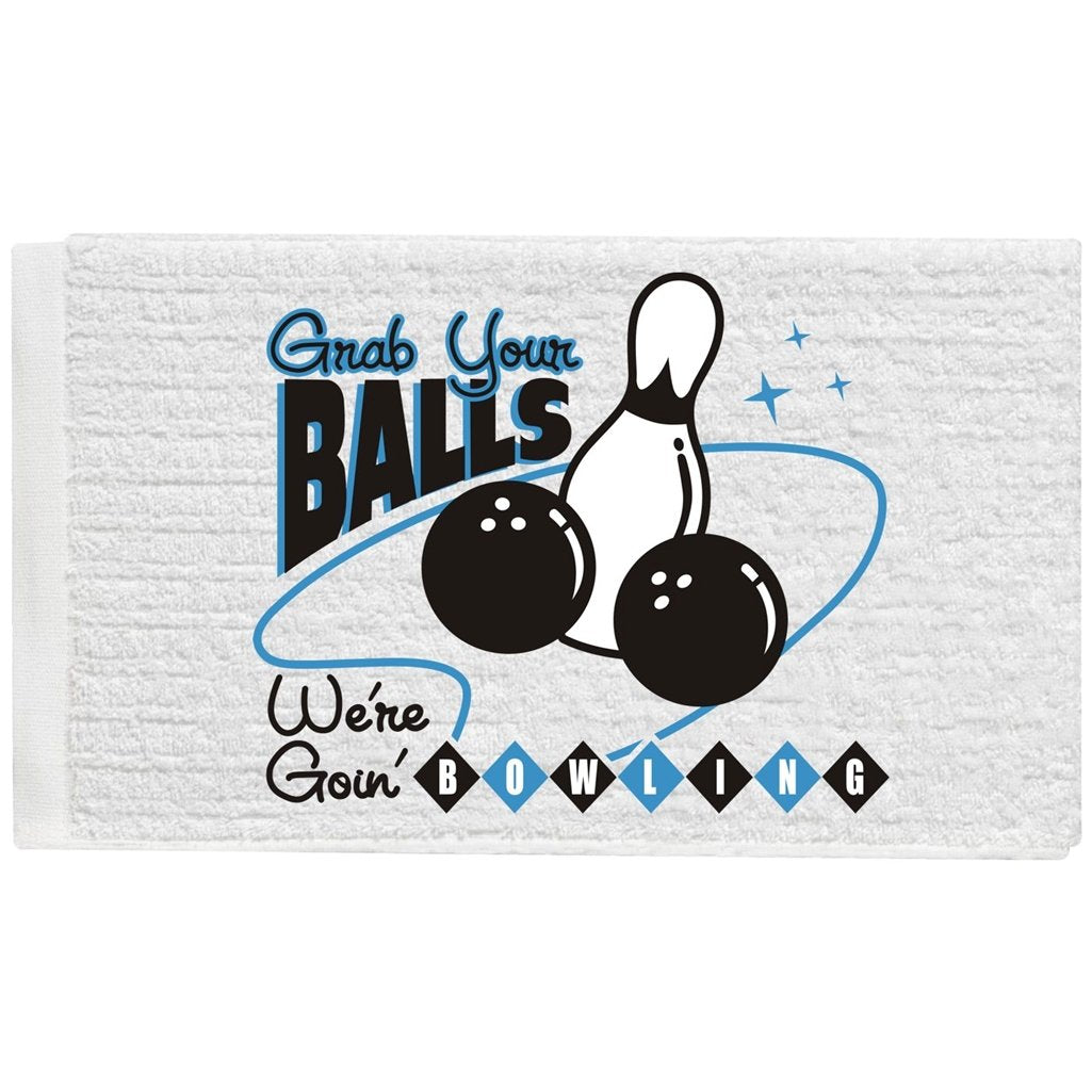 Moxy Bowling Products Grab Your Balls Were Going Bowling Towel White, 6 X 2 X 6''