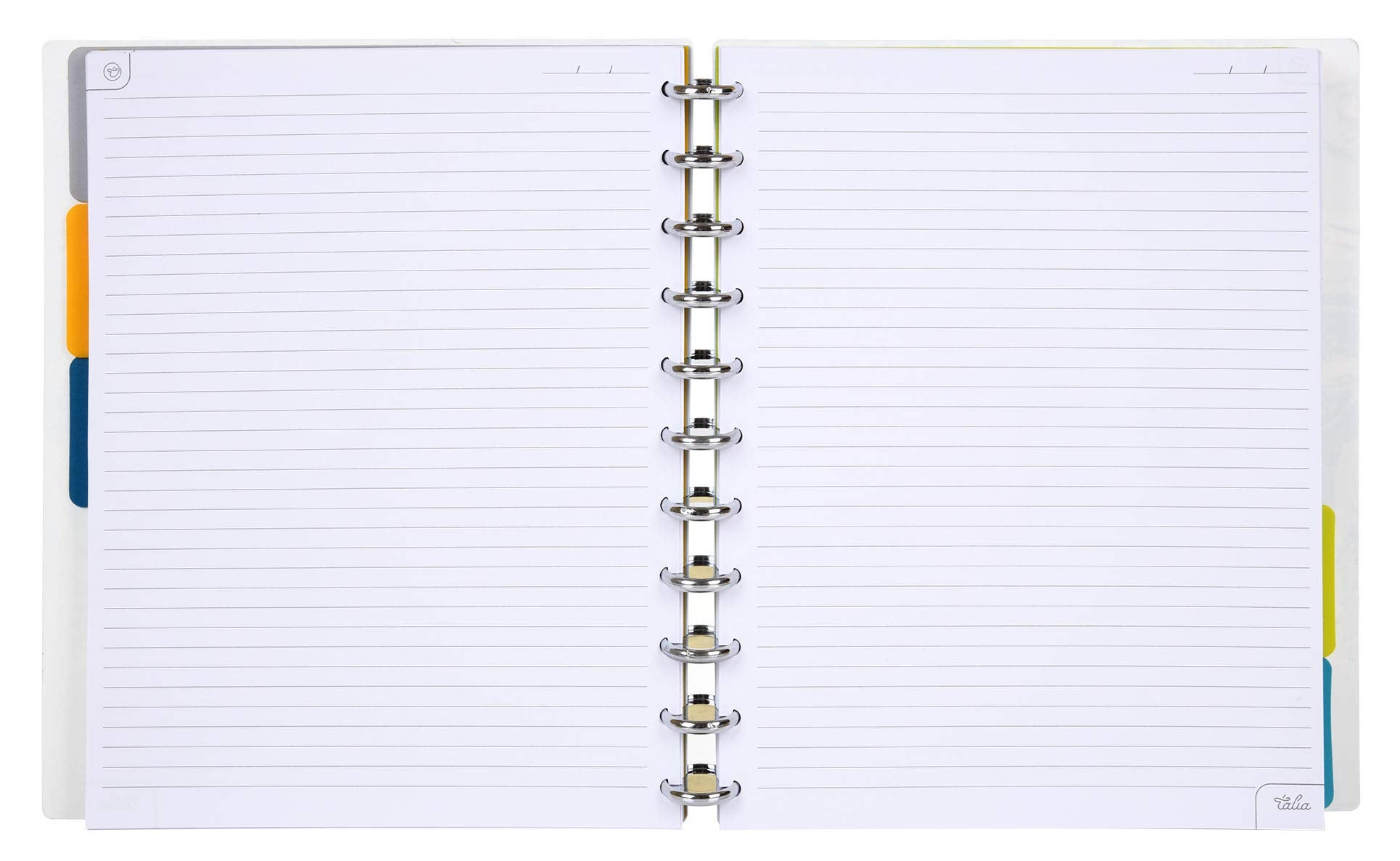 Talia Discbound Notebooks, Planner, Customizable, (Ymarble Flow Turquoise Wsilver Discs, Letter (85In X 11In))