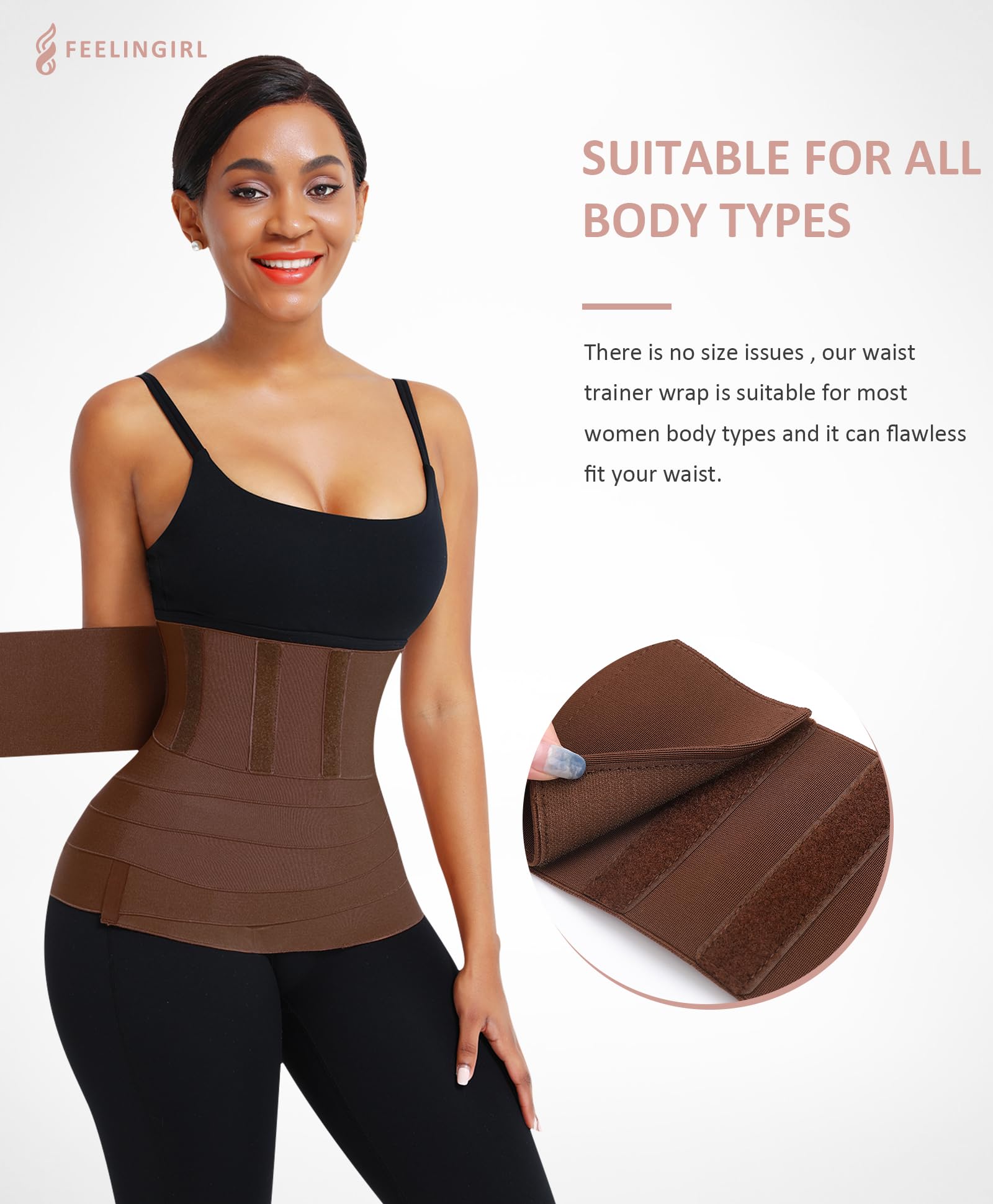 Feelingirl Waist Trainer For Women Bandage Wrap Sauna Belt Long Torso Tummy Wraps Belly Body Shaper Waist Trimmer Belt