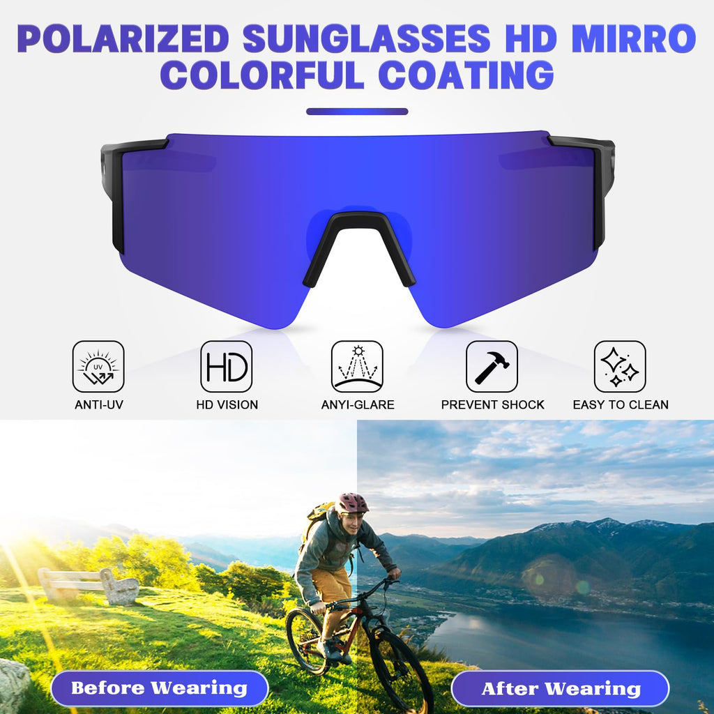 Polarized Sports Sunglasses For Men Women,Running Baseball Fishing Sunglasses,Cycling Mtb Bike Glasses Uv400