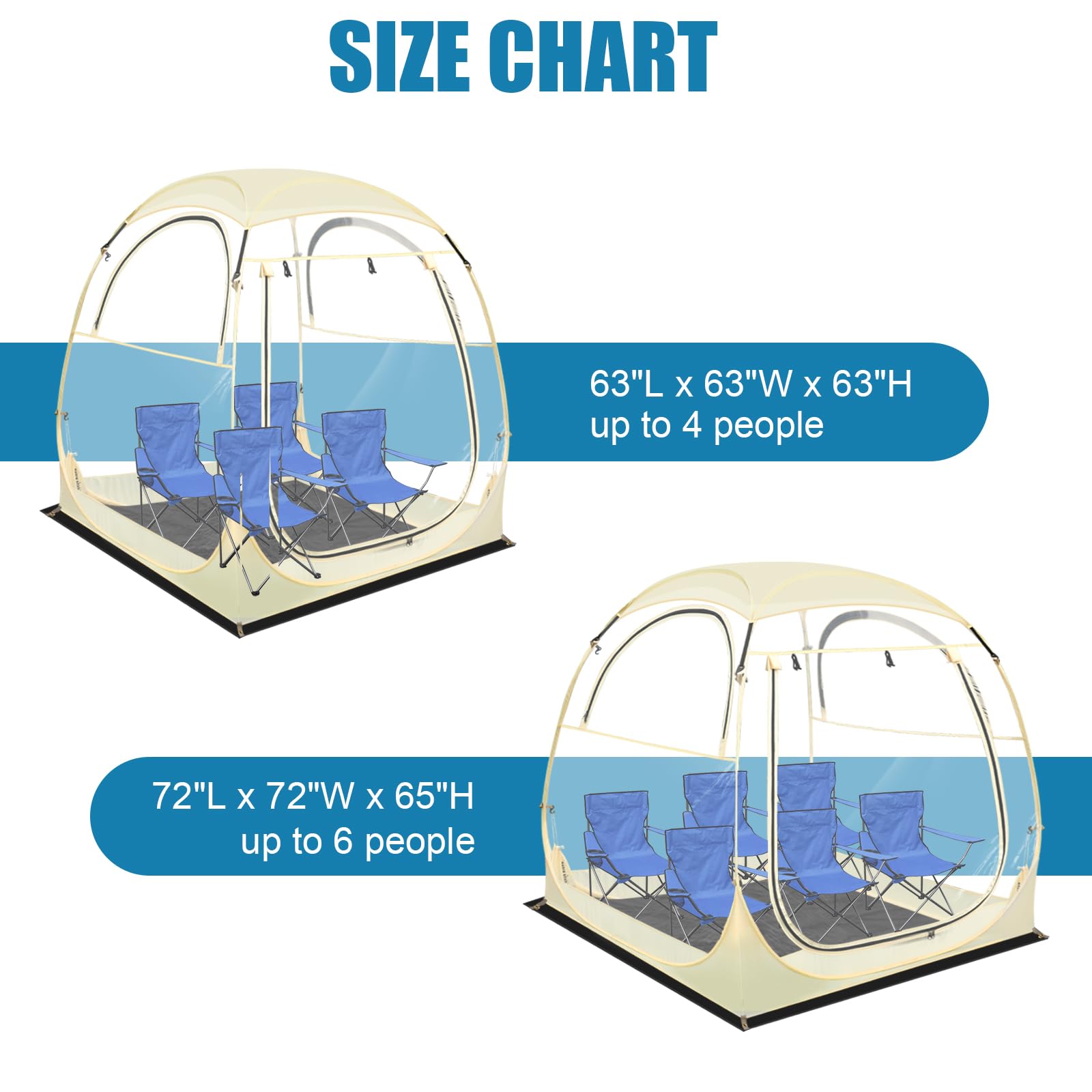 Eapele Sports Tent - Instant Pop-Up Shelter, Fits 6 Person Compact Or 4 Person Comfortably, Rain Protection For Sports, Camping,