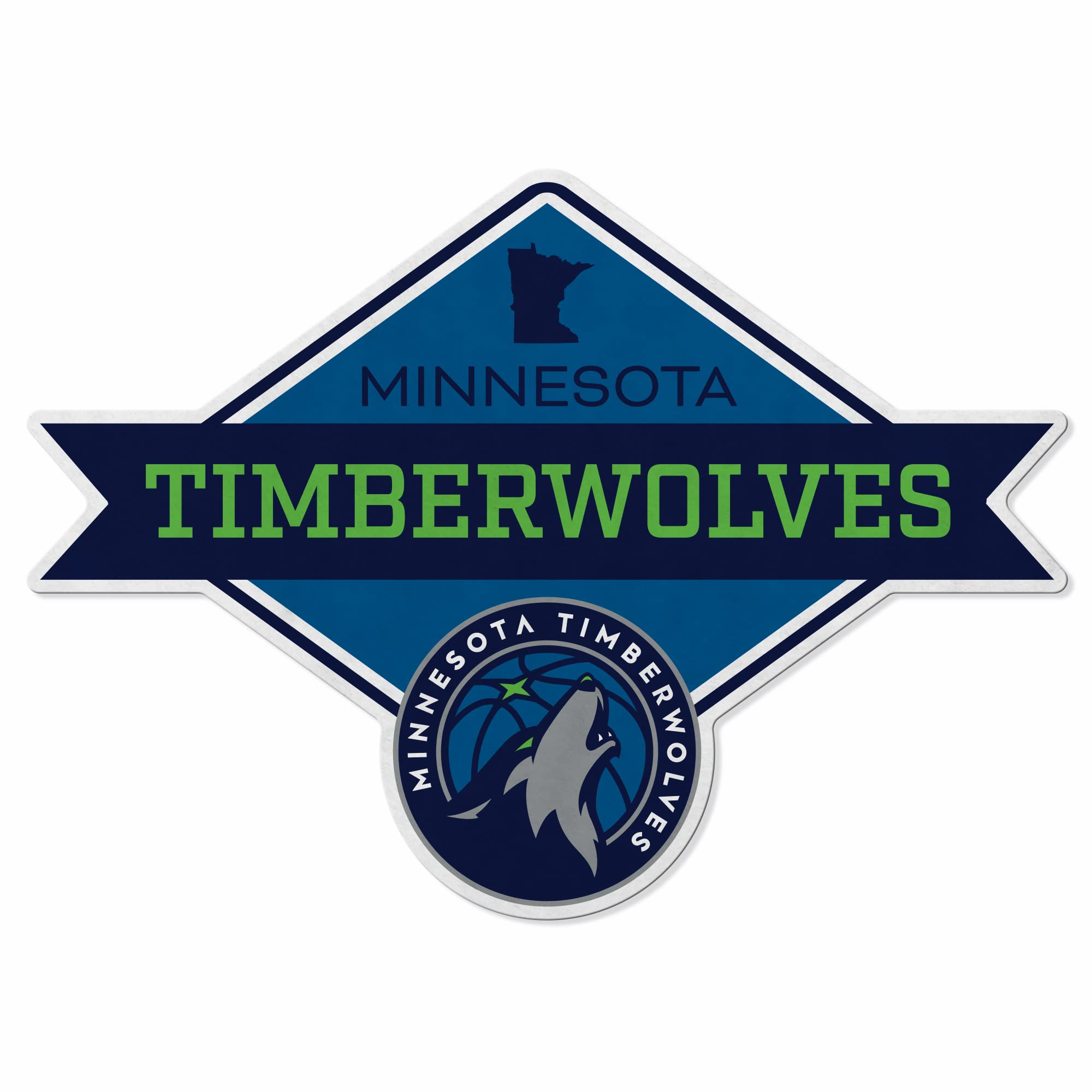 Rico Industries Nba Minnesota Timberwolves Diamond Shape Cut Pennant - Home And Living Room D  Cor - Soft Felt Ez To Hang