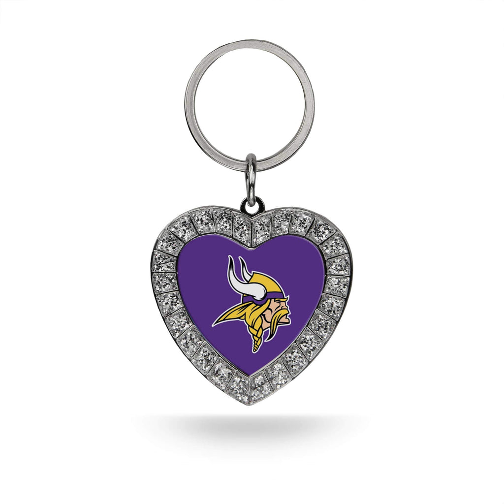 Rico Industries Nfl Minnesota Vikings Metal Rhinestone Heart Keychain , 1.38 X 3''