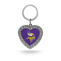 Rico Industries Nfl Minnesota Vikings Metal Rhinestone Heart Keychain , 1.38 X 3''