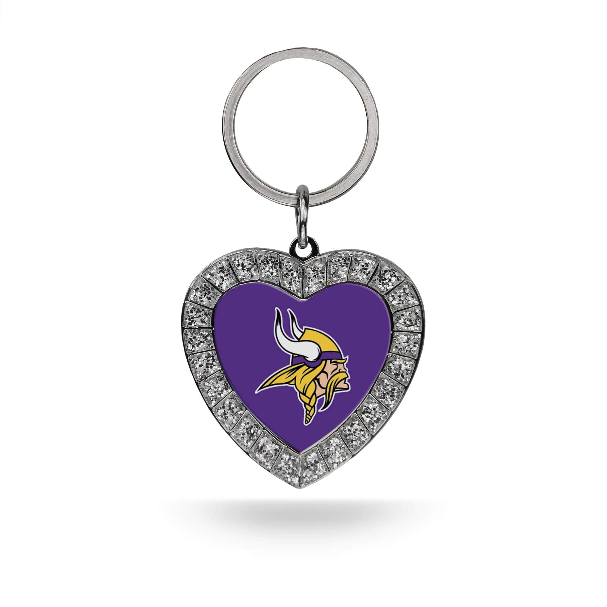Rico Industries Nfl Minnesota Vikings Metal Rhinestone Heart Keychain , 1.38 X 3''