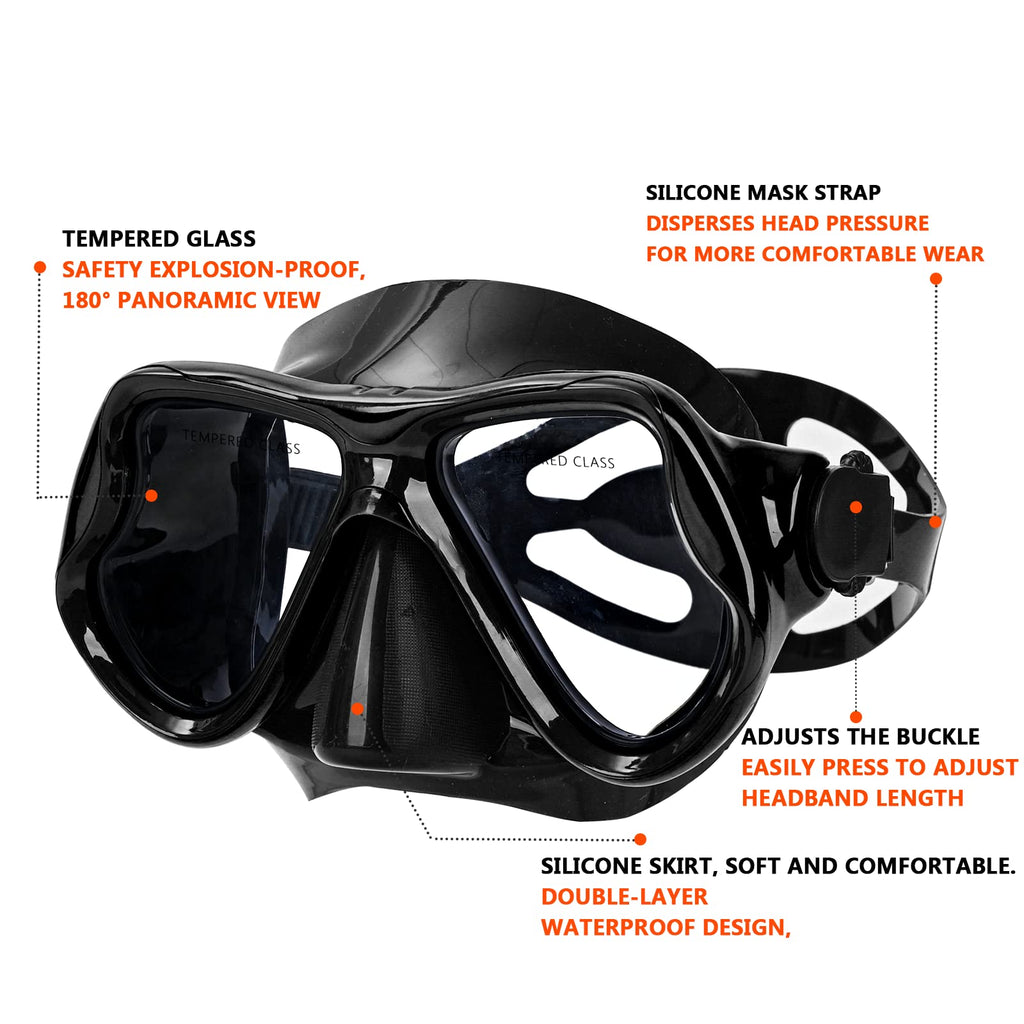 Snorkeling Gear For Adults Snorkel Mask Set Scuba Diving Mask Dry Snorkel Swimming Glasses Swim Dive Mask Nose Cover Youth Free