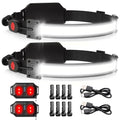 LED Headlamp USB Rechargeable 1000Lumen 230 Wide-Beam LED Headlight with Red Taillight, Super Bright Headband Light, Waterproof 