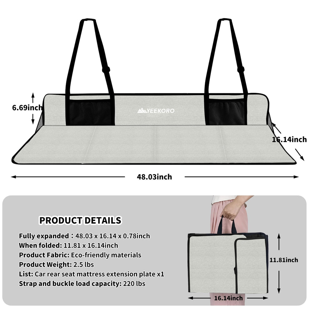 Yeekoro Car Rear Seat Mattress Extension Plate, Foldable Back Seat Extender, Portable Mattress For Sleeping, Increase Travel Tru