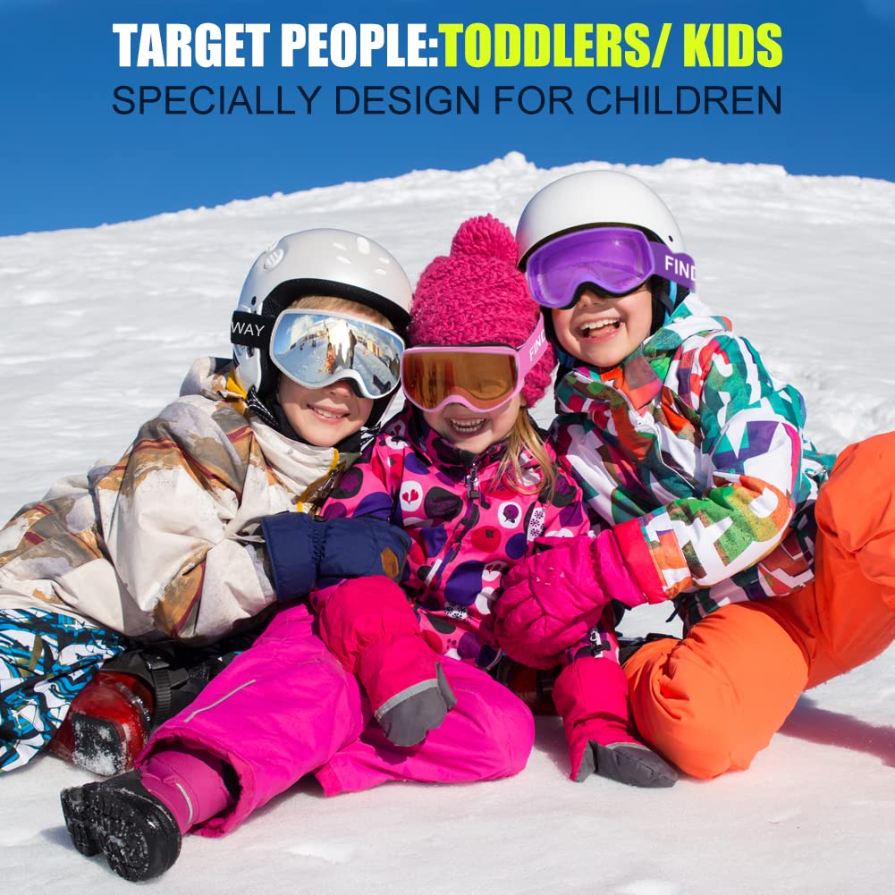 Findway Kids Ski Goggles, Kids Snowboard Goggles For Boys Girls Toddler Age 3-14