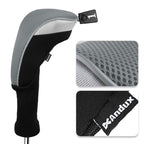 Andux 3Pcs/Set Golf 460Cc Driver Wood Club Head Covers Long Neck With Interchangeable No. Tags Grey