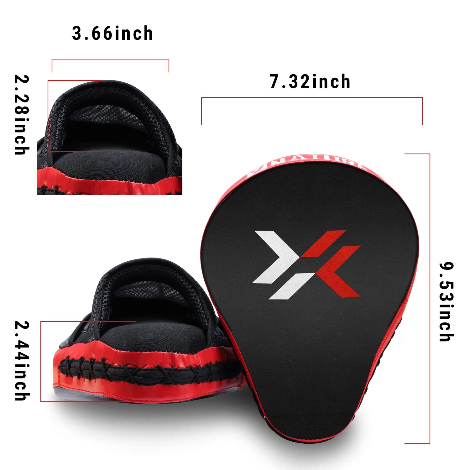 Xnature Essential Curved Boxing Mma Punching Mitts Boxing Pads Hook & Jab Pads Mma Target Focus Punching Mitts Thai Strike Kick